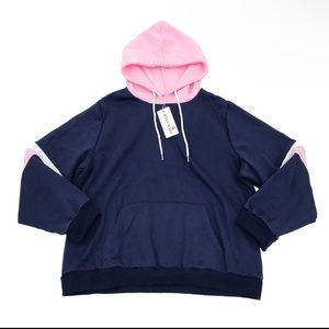 Finwanlo pink and navy blue hoodie size large